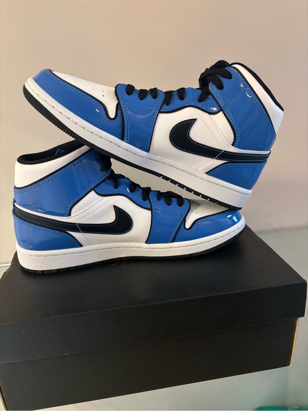 Nike High-Top Sneakers - White, Blue & Black